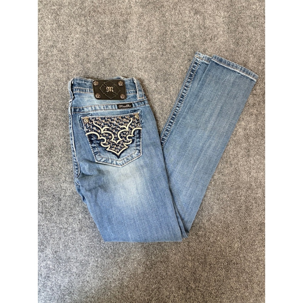 Miss‎ Me Skinny Jeans Womens 27 Medium Wash Embellished JP5895S Low Rise Stretch